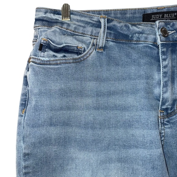 Judy Blue Mid Rise V Front Cuff Boyfriend Cool Denim Jeans 88938 Sz 11/30 - Picture 5 of 14